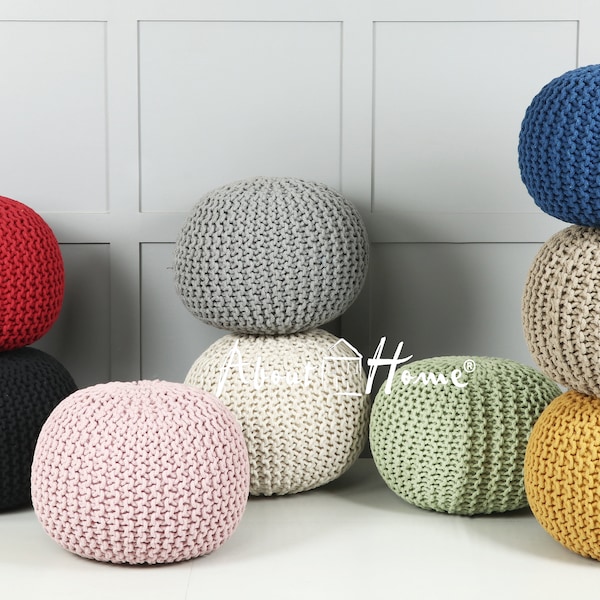 Pouf poire en coton à nœuds (45 x 45 x 35 cm)