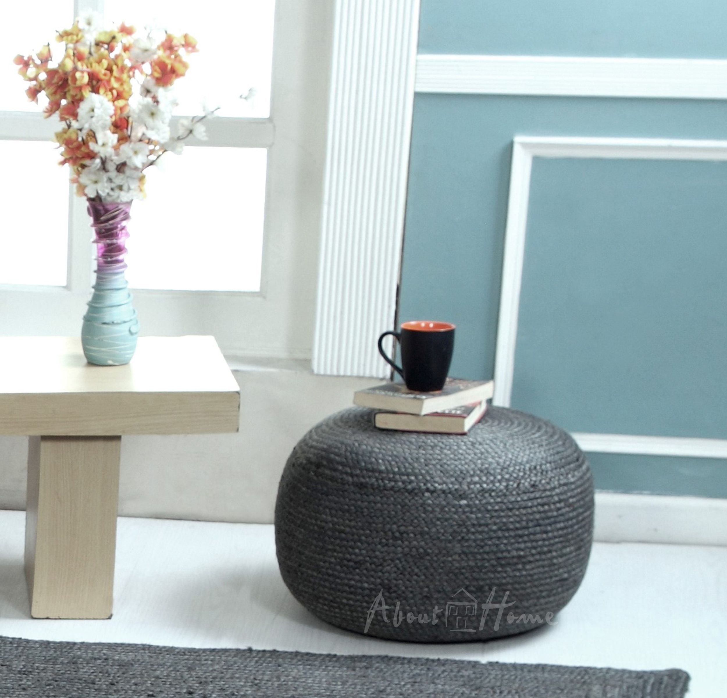 About Home Handmade Braided Jute Pouffe Etsy UK