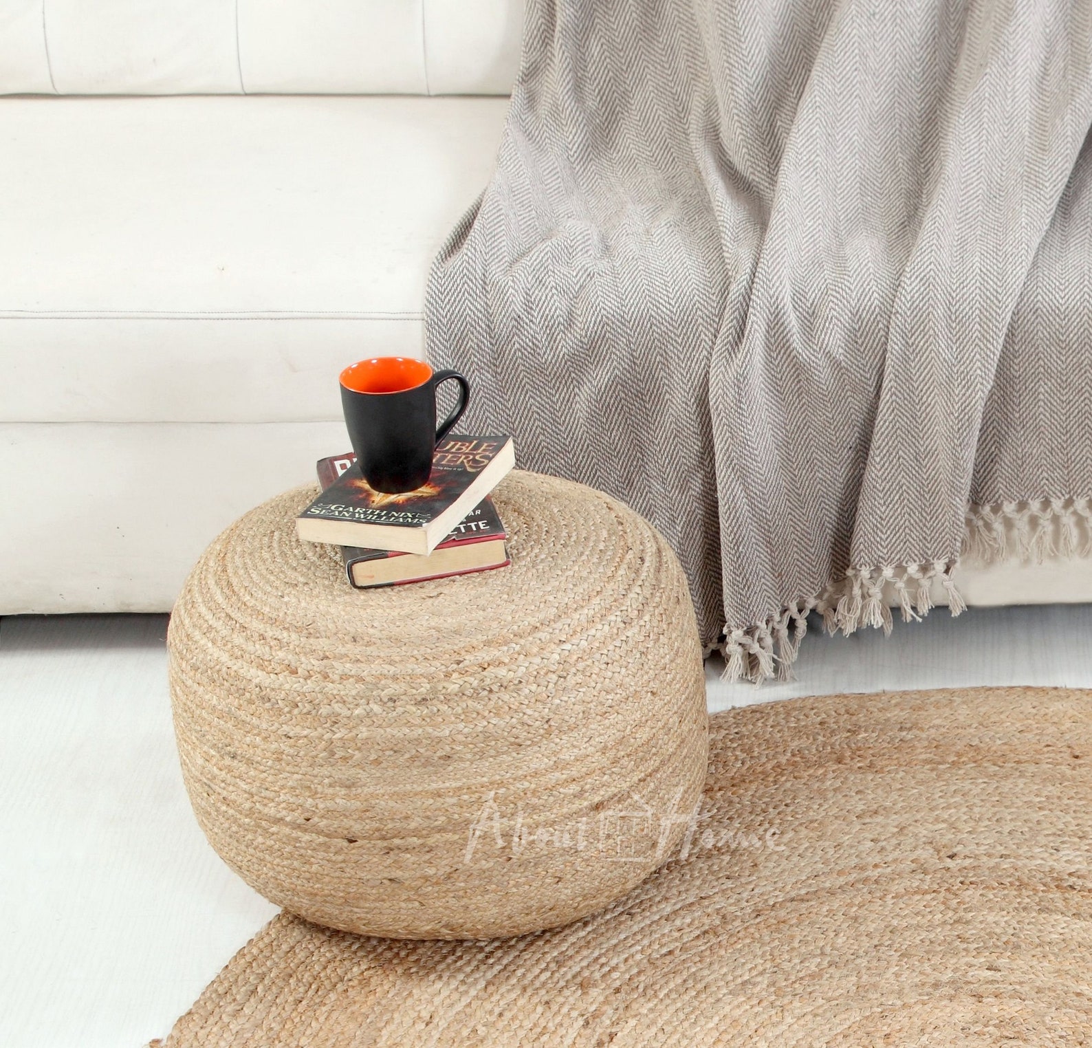 About Home Handmade Braided Jute Pouffe Etsy UK