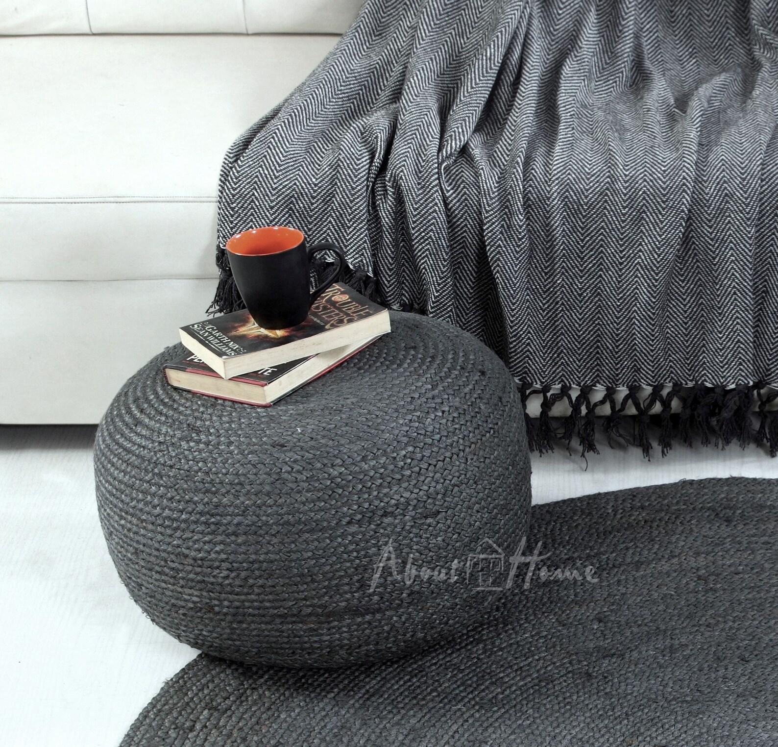 About Home Handmade Braided Jute Pouffe Etsy UK