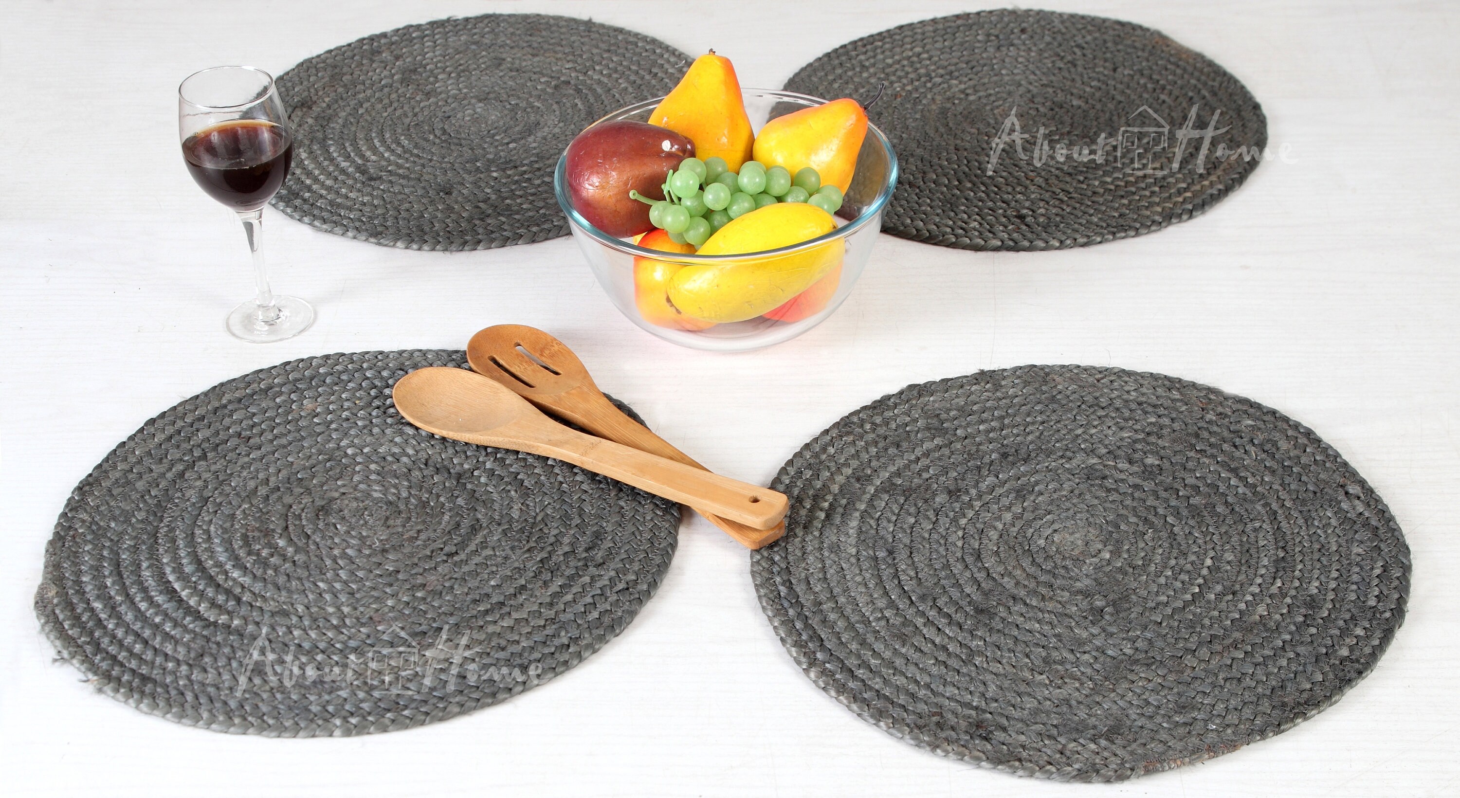 Handmade Natural Jute Plain round Table mats set of 2 Etsy