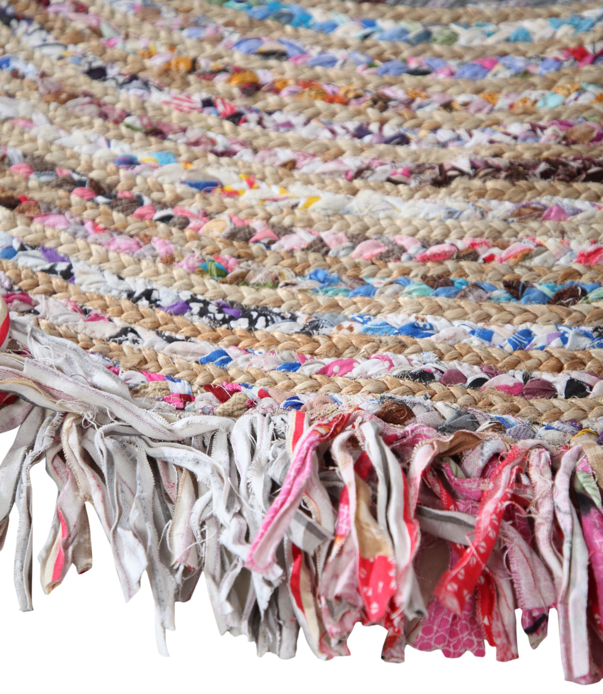 Hand made Jute and Cotton braided rugs with fringes 3 colors 3 | Etsy