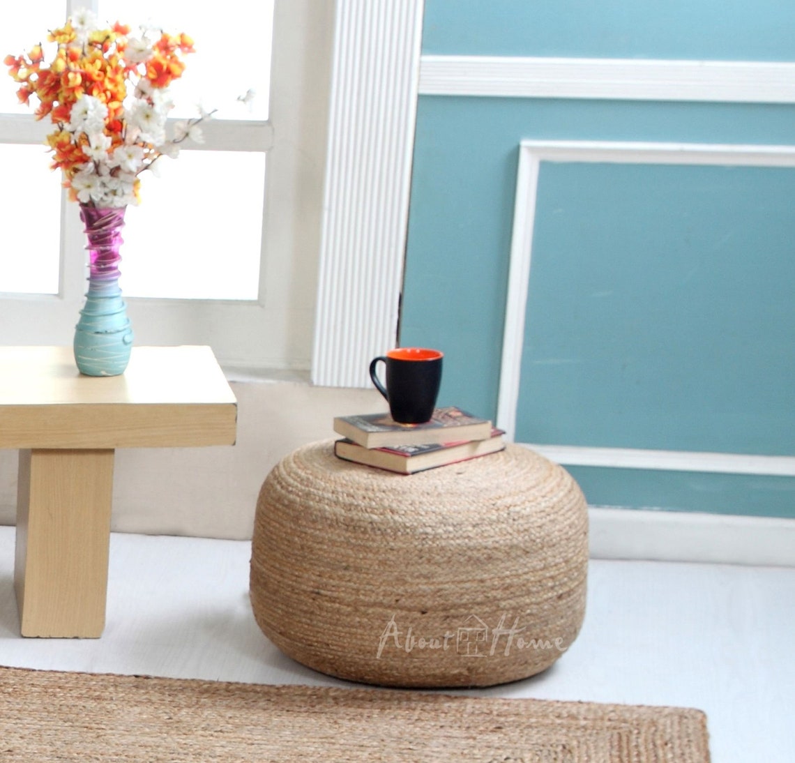 About Home Handmade Braided Jute Pouffe Etsy UK