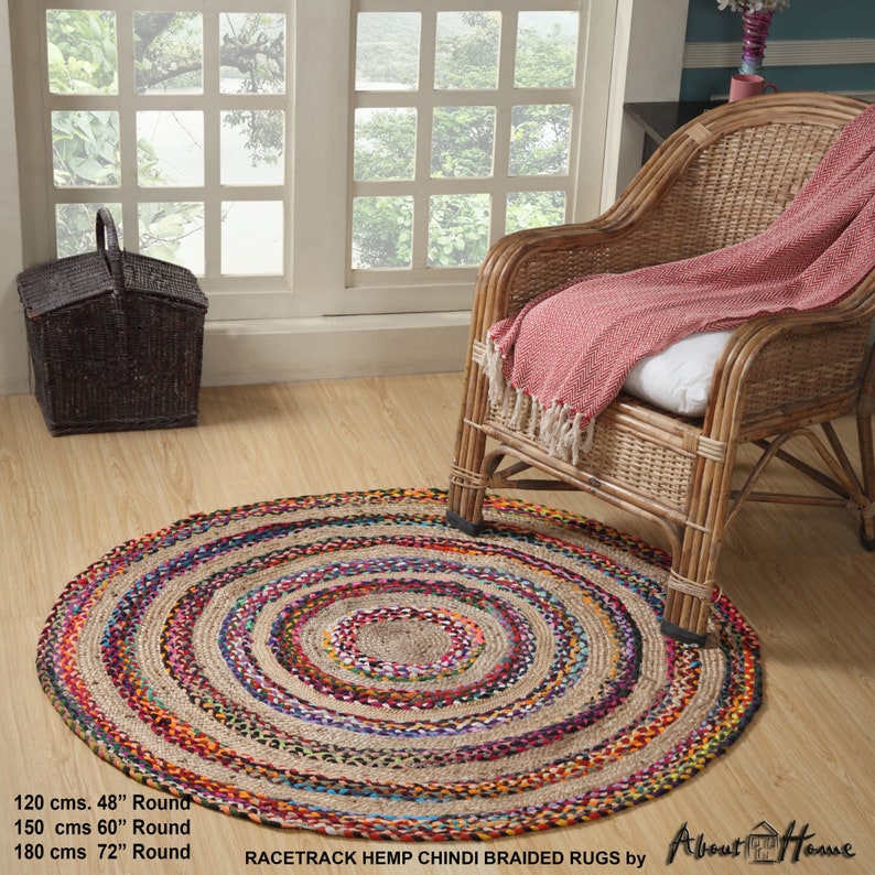 Handmade ROUND Jute Hemp and Cotton Braided RACETRACK Rug Etsy