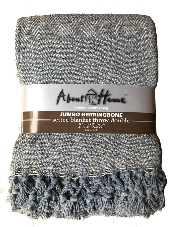 Herringbone Chevron Pattern Cotton Throws Blankets With Fringes SILVER Etsy Australia