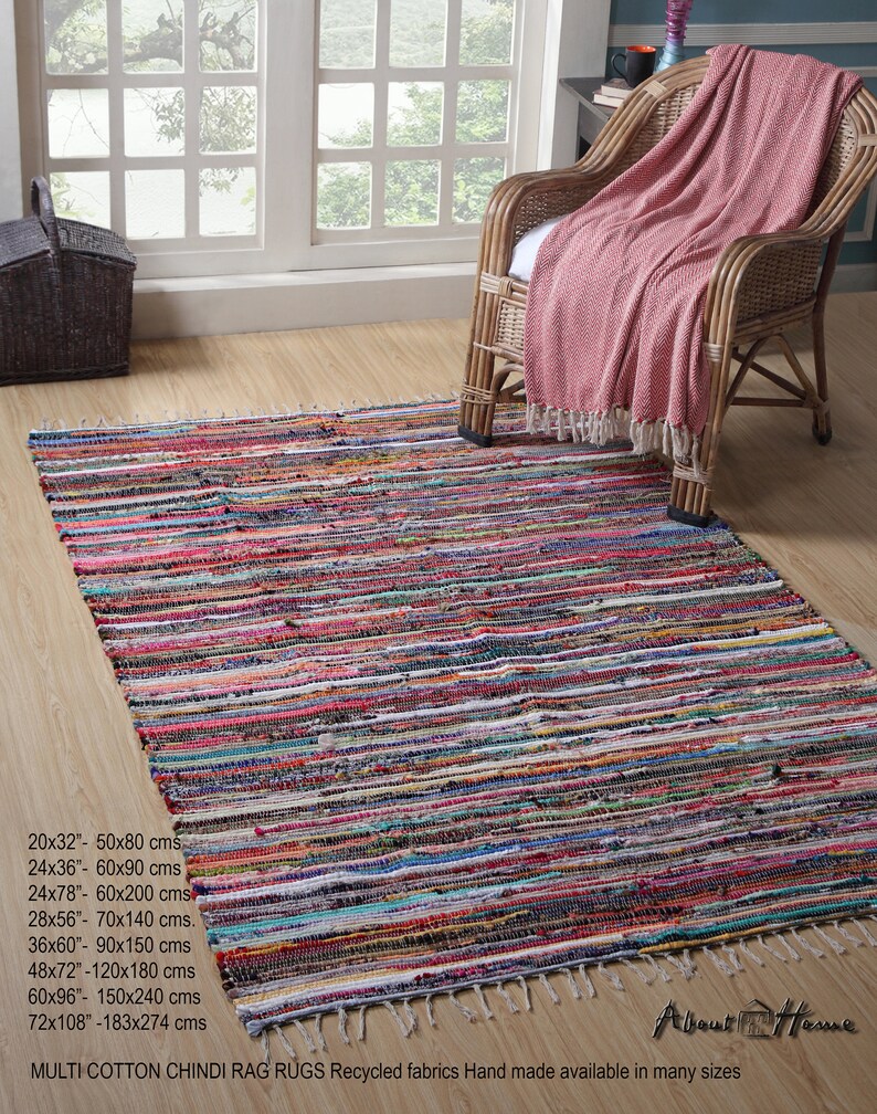 Handwoven Multicoloured Chindi Rich Rag Rugs Etsy UK