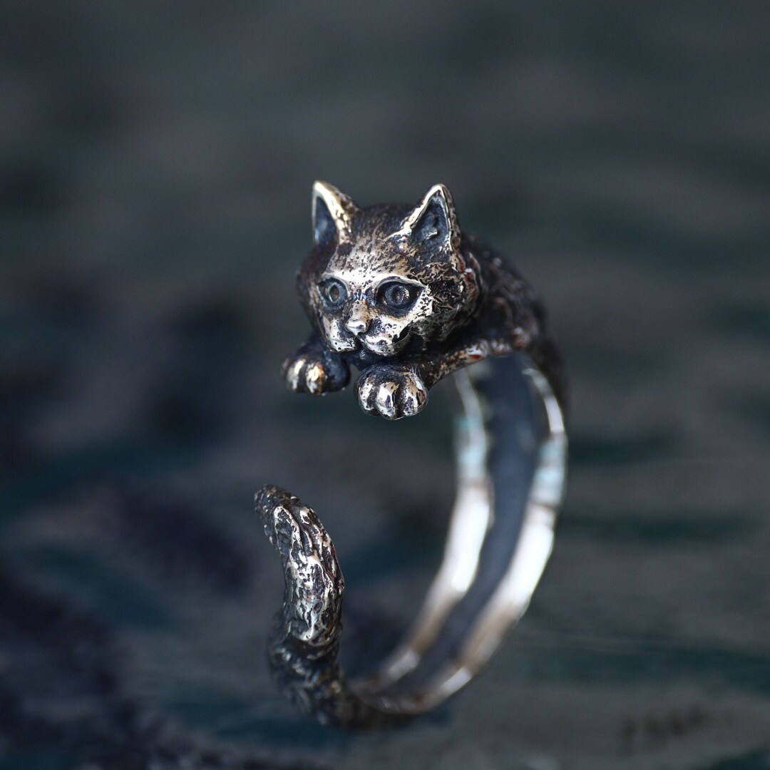 Cat Ring, 925 Silver Ring, Cute Cat Ring, Minimalist Cat Ring, Animal ...