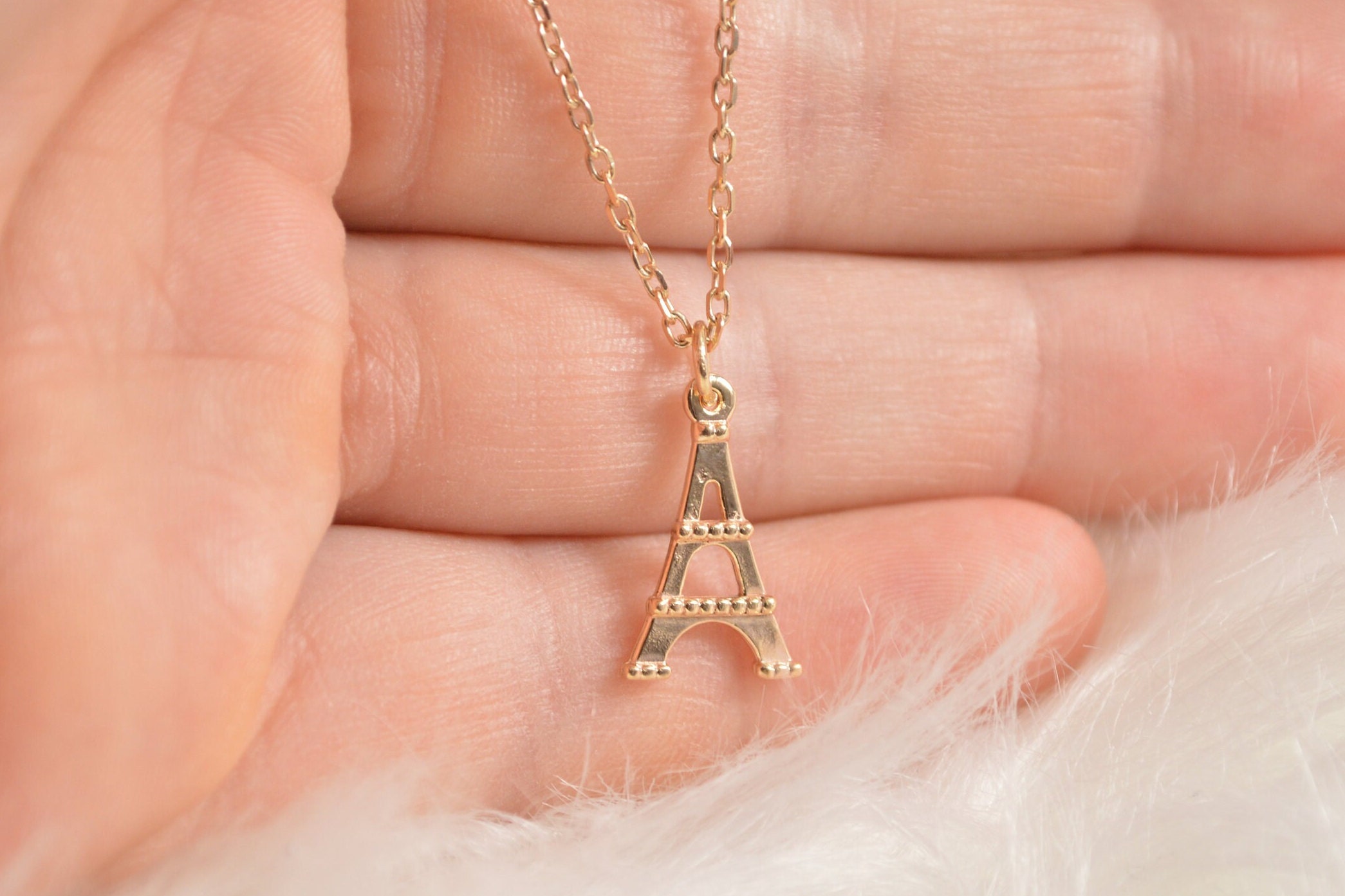 Tiffany & Co. Eiffel Tower Charm Necklace 46cm Chain 2.6cm x 1.2cm Top  w/Box/Bag | eBay