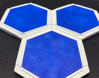 3D Water Hex Tiles - Magnet Ready