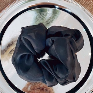 Black Silk Organza Oversized Hair Scrunchie