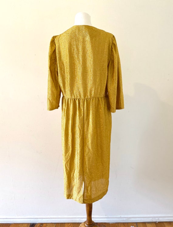 60s Vintage Dress,  gold summer dress, minimal go… - image 3
