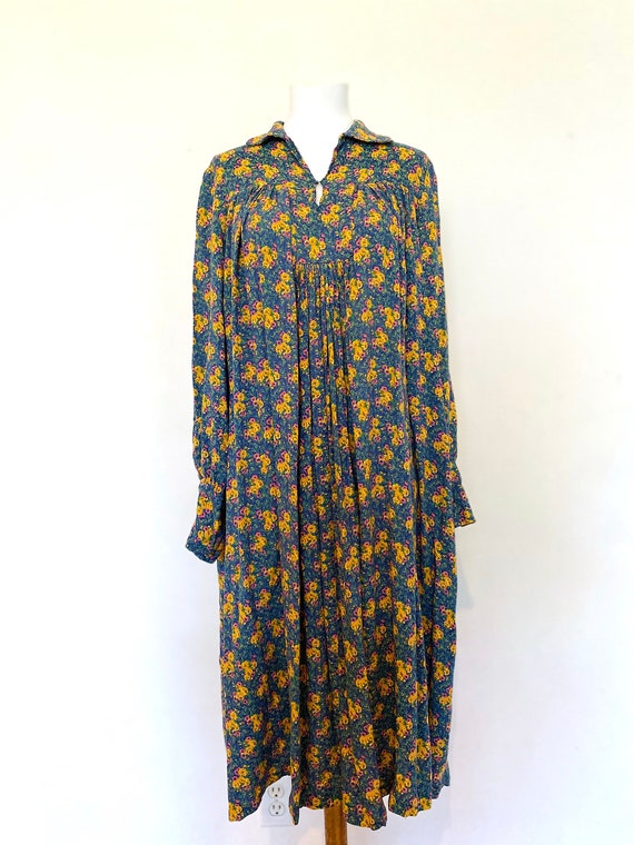 Vintage Peasant Floral Dress, Boho, Fall Dress:Siz