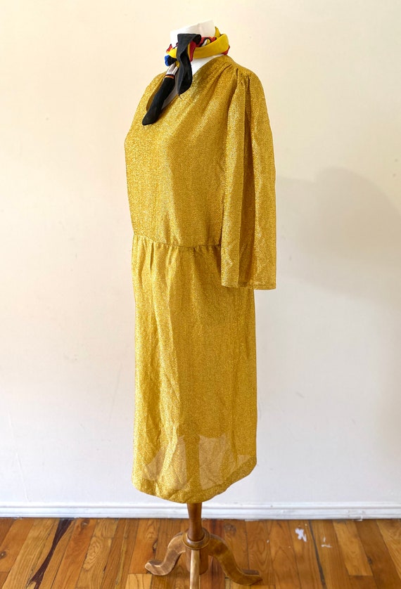 60s Vintage Dress,  gold summer dress, minimal go… - image 2