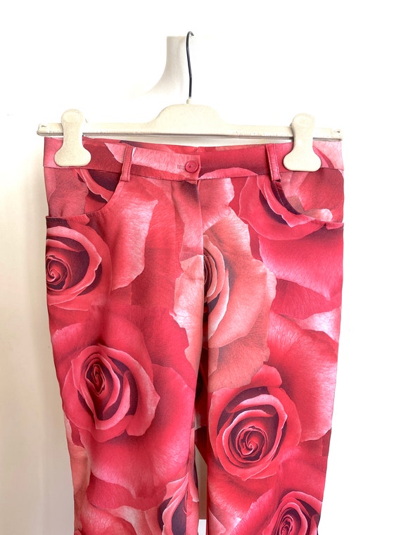 Vintage Rose Retro, Y2K, Rave Cropped Pants Size:… - image 2