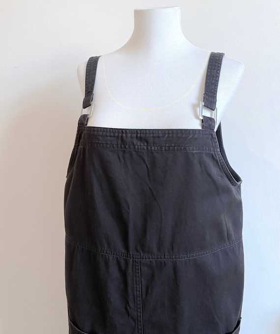 Vintage Oversized Black Cotton Apron Dress - image 2