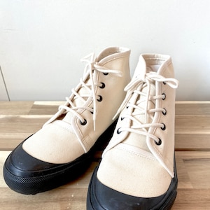 Margaret Howell, MHL Cream Canvas Duck Boots Size 24JP