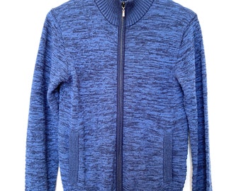 Vintage Zip-Up Marble Blue Street Wear Cardigan Sweater Size: One