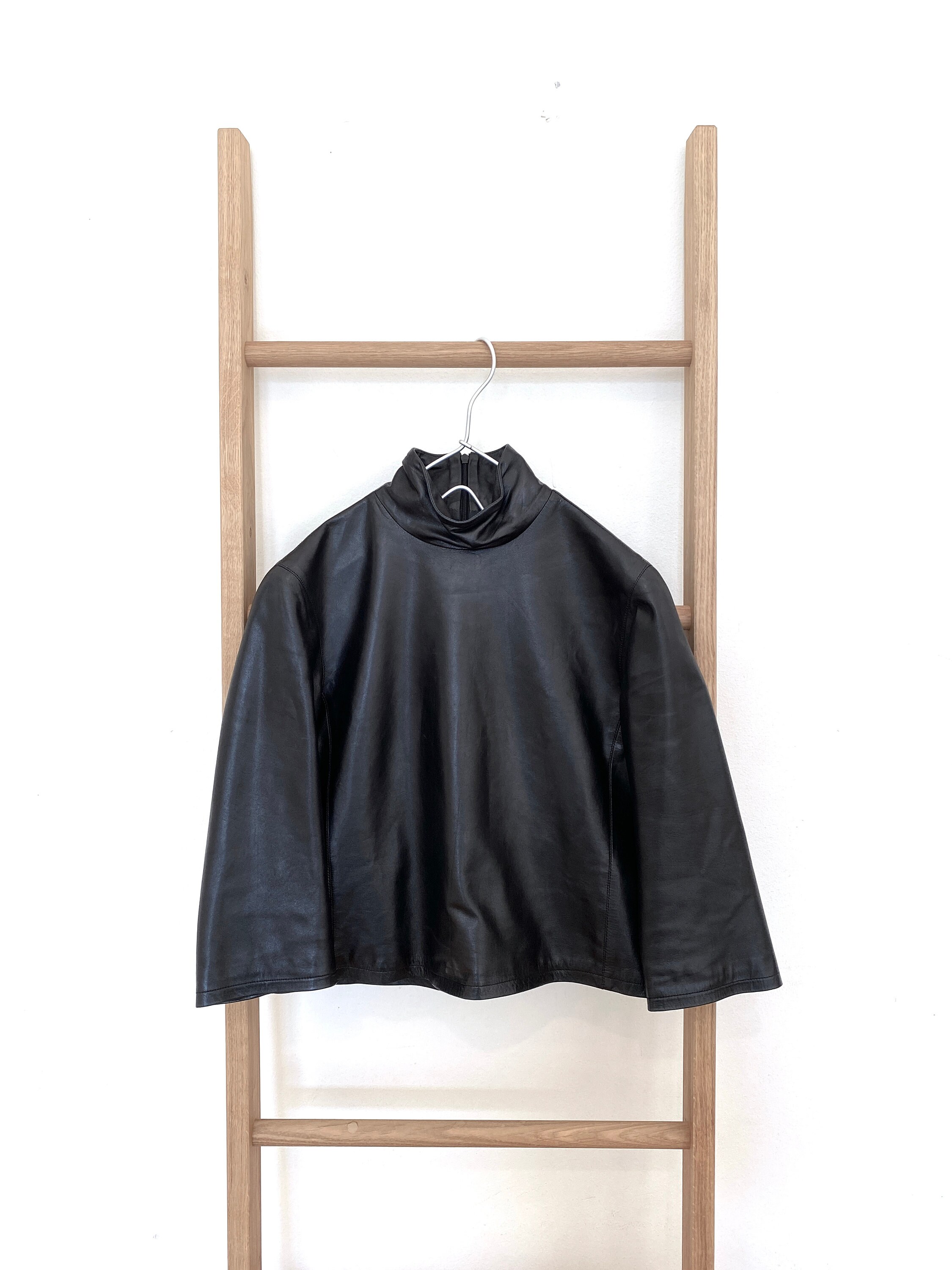 Vintage Calvin Klein Lamb Leather cyber, biker core mock neck Top Size:4
