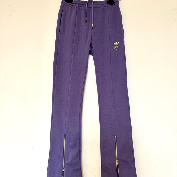 Vintage Adidas lilac purple slim track pants with gold zipper size:XS