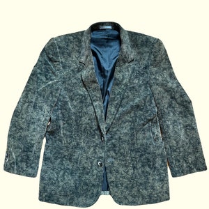 Vintage Military Green Tie Dye Courduroy Grampa Wide Shoulder Tailored Jacket Size: One