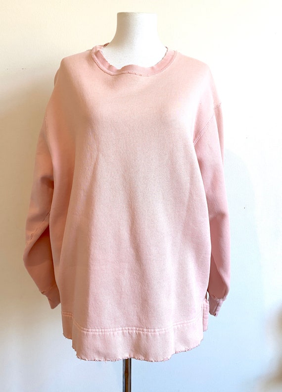 Vintage Grungy Distressed Oversized Light Pink Swe