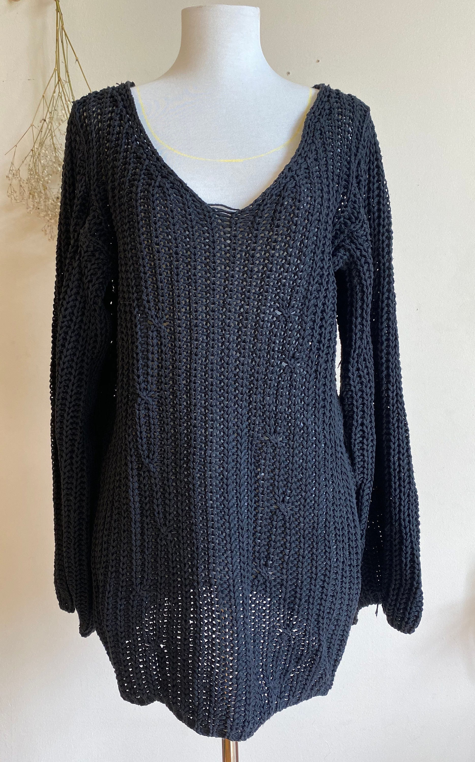 ANN DEMEULEMEESTER 2007SS ロングカーディガンセットXS ANN DEMEULEMEESTER Vintage Sweater, Oversized Black Sweater