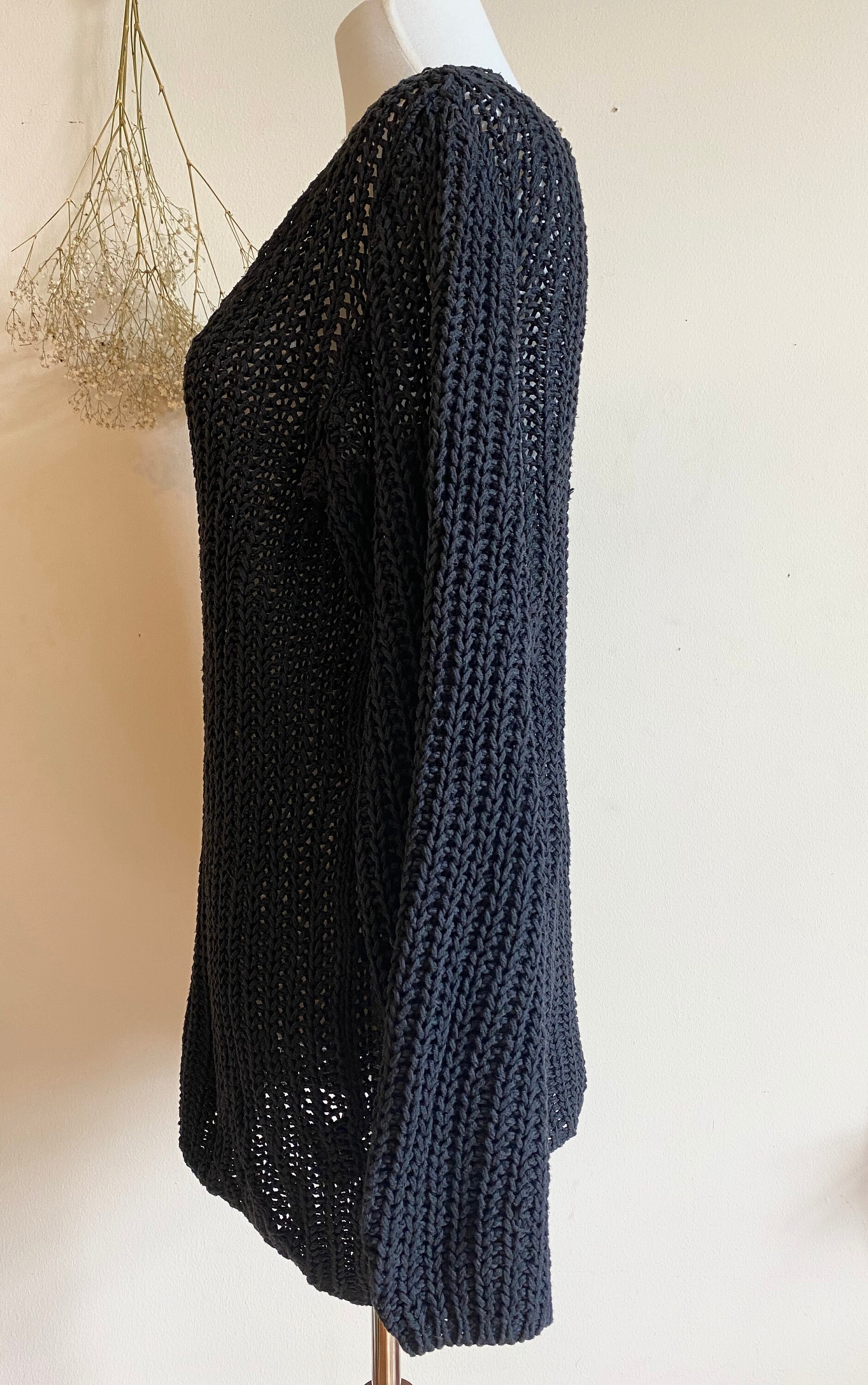 ANN DEMEULEMEESTER 2007SS ロングカーディガンセットXS ANN DEMEULEMEESTER Vintage Sweater, Oversized Black Sweater