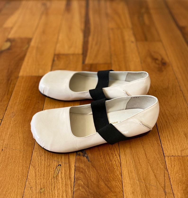 JP 23 12 Comme des Gar\u00e7ons Mainline White Paten Leather MaryJane Shoes Size