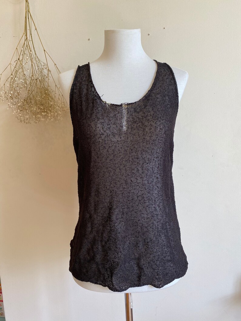 S,M Vintage minimalist knit top punk sheer top Size grungy
