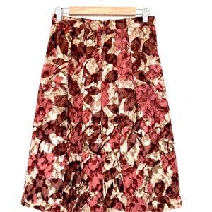 Vintage Fairy core Abstract Pink Flower Velvet Pleated Skirt, feminine core, doll, kawaii Skirt Size: S