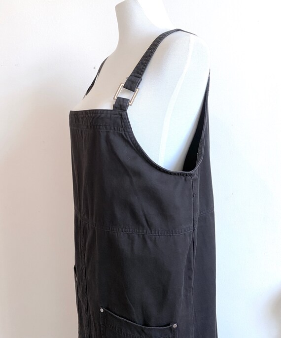 Vintage Oversized Black Cotton Apron Dress - image 3