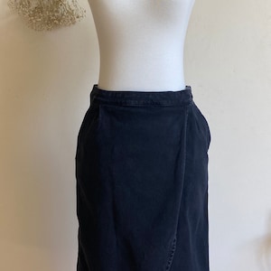 MM6 Vintage Stone Washed Black Denim Skirt with pocket, Minimal Denim Skirt from MM6, Margiela Size: 38