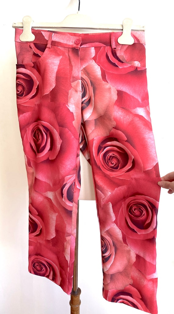 Vintage Rose Retro, Y2K, Rave Cropped Pants Size:… - image 3