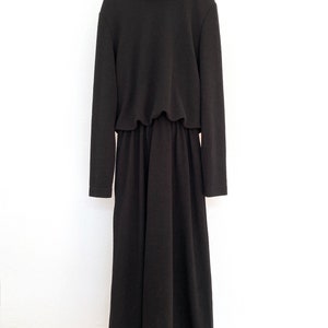 Vintage Crape Black Witch Long sleeve Dress