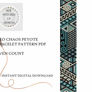 Geo Chaos Peyote Stitch Bracelet Pattern Digital Download PDF Even Count