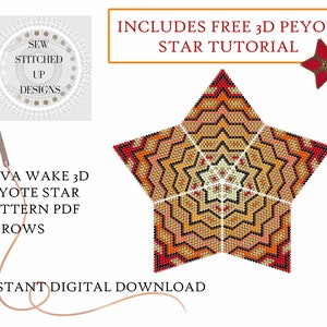 Lava Wake 3D Peyote Star Pattern PDF, Peyote Star Pattern Tutorial, Pattern Peyote PDF, Beading Tutorial