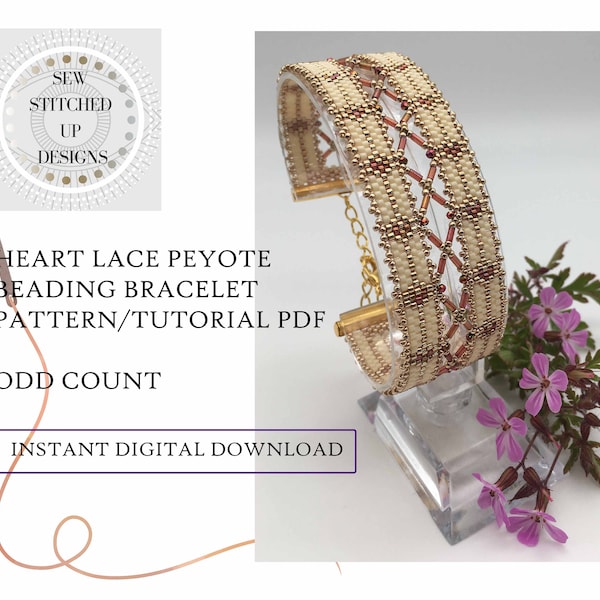 Peyote Stitch Beading Bracelet Pattern Tutorial Odd Count Digital Download PDF