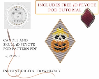 Candle and Skull 3D Peyote Pod Pattern PDF, Peyote Pod Pattern Tutorial, Pattern Peyote PDF, Beading Tutorial
