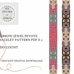 Peyote Stitch Beading Bracelet Pattern x 2 Odd Count Digital Download PDF