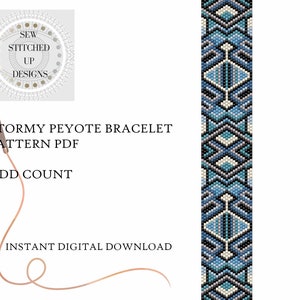 Stormy Peyote Stitch Bracelet Pattern Digital Download PDF