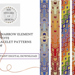 Narrow Element Peyote Stitch Beading Bracelet Pattern Odd Count Digital Download PDFs X 4