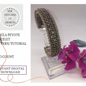 Nebula Peyote Stitch Beading Bracelet Pattern Tutorial Odd Count Digital Download PDF