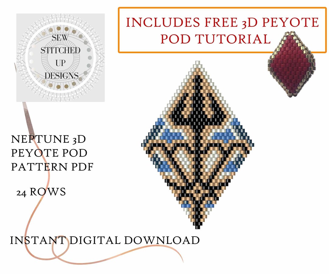 Neptune 3D Peyote Pod Pattern PDF, Peyote Pod Pattern Tutorial, Pattern ...