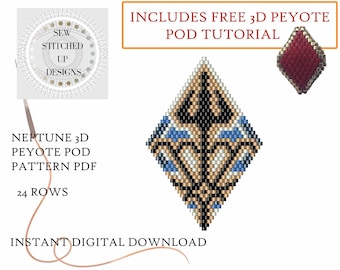 Neptune 3D Peyote Pod Pattern PDF, Peyote Pod Pattern Tutorial, Pattern Peyote PDF, Beading Tutorial
