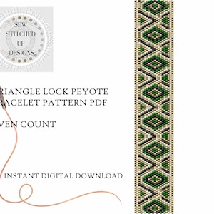 Triangle Lock Peyote Stitch Bracelet Pattern Digital Download PDF Even Count