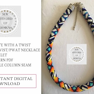 Modello di braccialetto collana Peyote frattura/Modello di perline di Peyote/PDF/Schema di perline/Peytwist/Punto Peyote/Peyote con un modello di torsione/PWAT