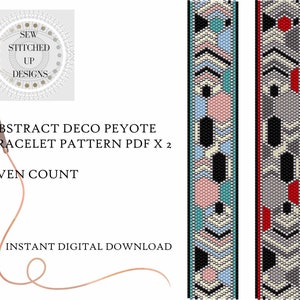Abstract Deco Peyote Bracelet Pattern/Peyote Bead Pattern/PDF/Beading Pattern/Digital Download/Peyote Stitch/Peyote Bracelet Pattern