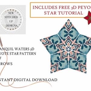 Tranquil Waters 3D Peyote Star Pattern PDF, Peyote Star Pattern Tutorial, Pattern Peyote PDF, Beading Tutorial