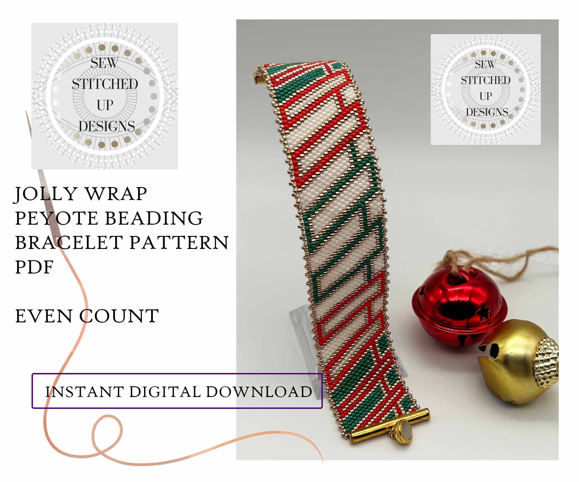 Jolly Wrap Peyote Stitch Bracelet Beading Pattern Digital Download