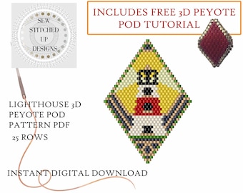 Lighthouse 3D Peyote Pod Pattern PDF, Peyote Pod Pattern Tutorial, Pattern Peyote PDF, Beading Tutorial